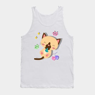 Cute kitten playing happily Tank Top